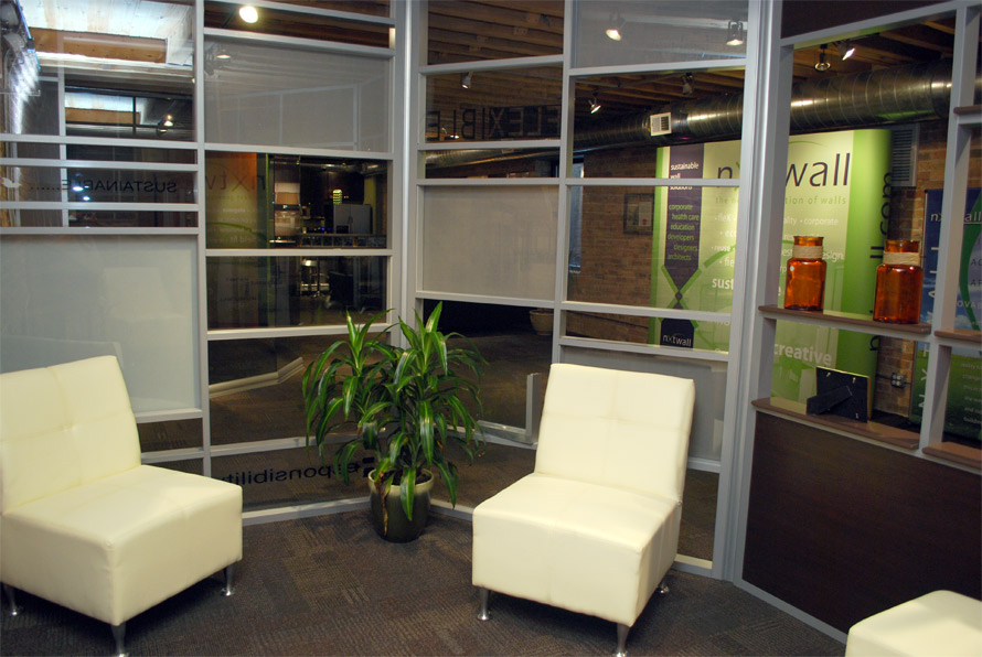 Chicago demountable wall showroom angled wall offices