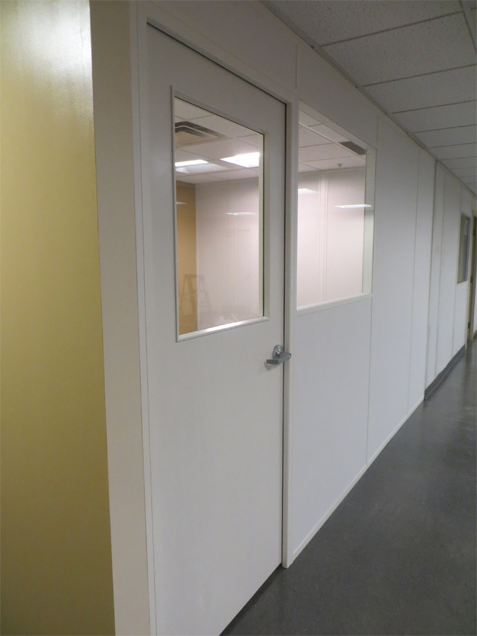Colormatch example of white office framing and wall panels