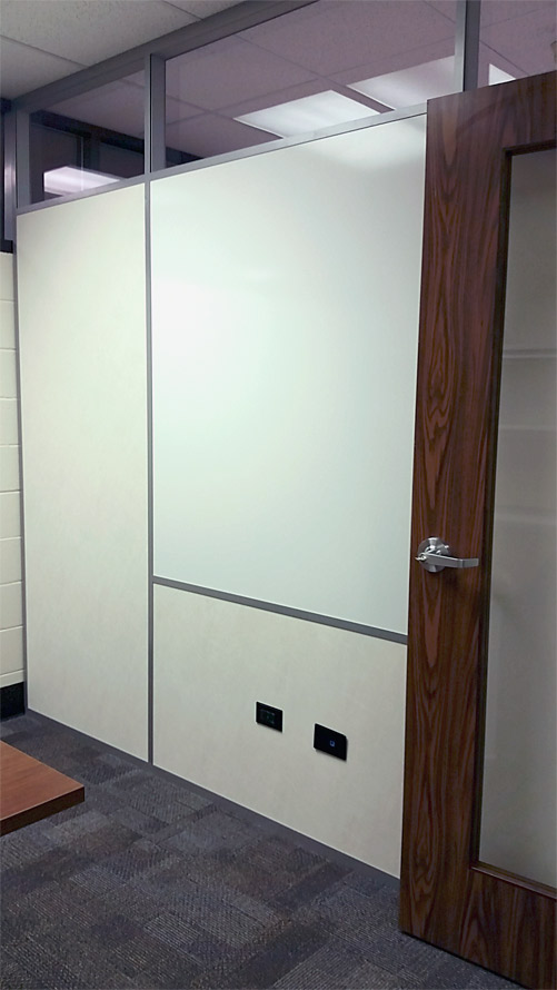 Demountable sidewall with power electrical and integrated whiteboard