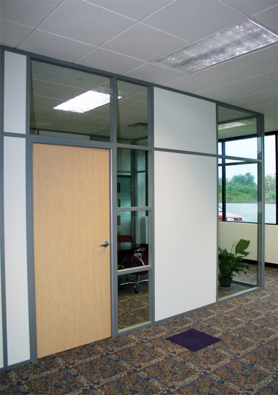 Glass and Solid panel Corner Office with Sidelight
