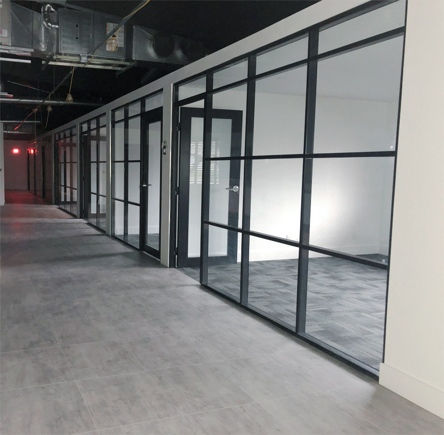 Floor to Ceiling Glass Offices with Black Frame Color - Flex Series