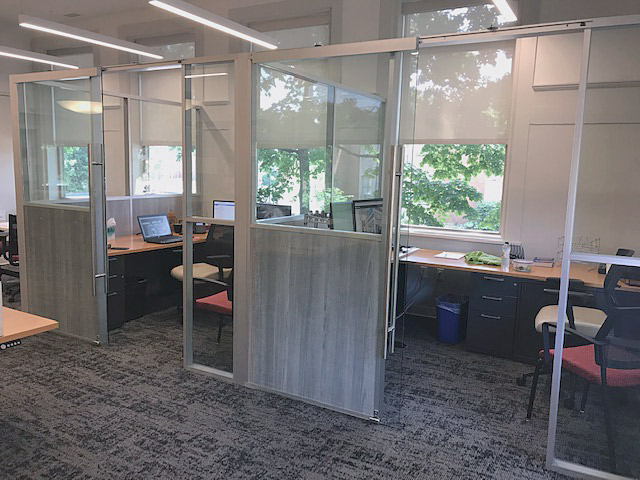 Free Standing Demountable Wall Private Offices - Glass and Solid Panels