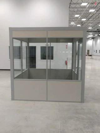 Freestanding solid panel and glass inplant demountable office
