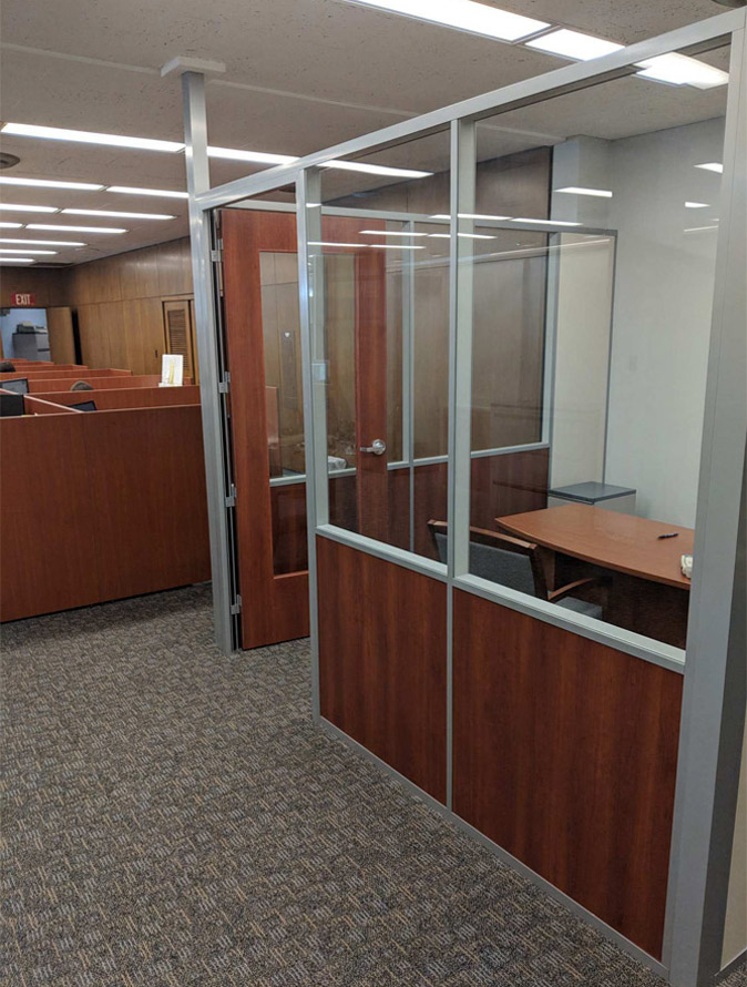 Wood Frame Door with Glass Freestanding Demountable Wall Office