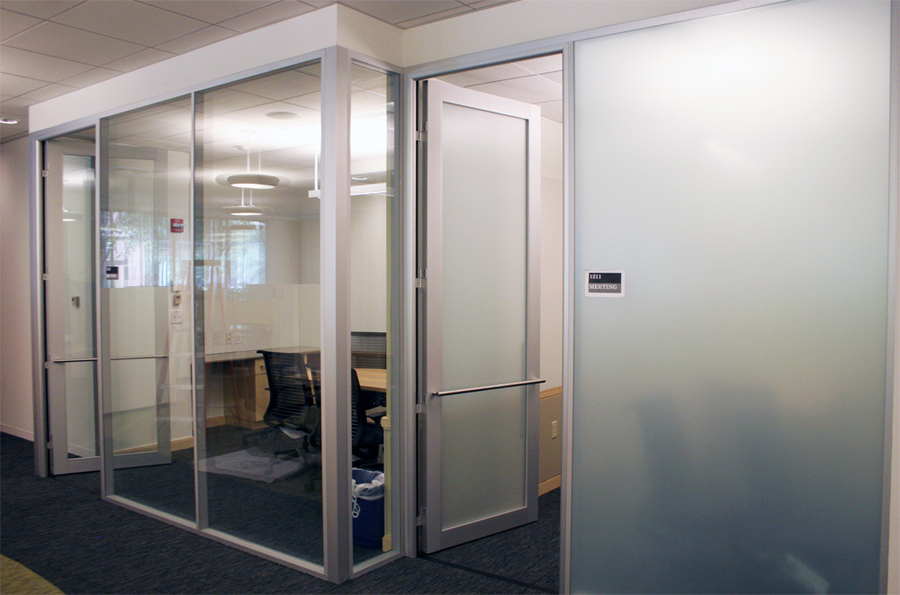 Flex Series - Glass Office Fronts with Frosted Glazing in Anodized Finish