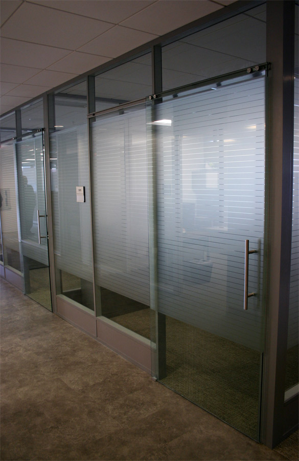 Flex series walls with glass sliding doors and power option