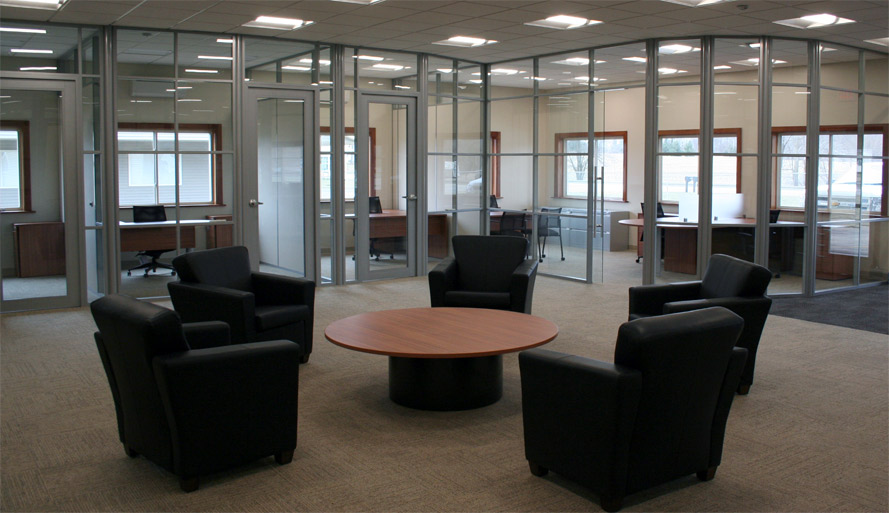 Glass radius office fronts