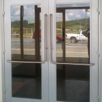 Double Swing Aluminum Framed Glass Door with Right-Angle Tubular Pulls