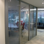 Conference Room with Swing Glass Door Venetian Blind Application