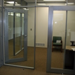 Sliding aluminum framed glass door