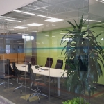 Glass Conference Room Walls with Open Corner and Power Channel