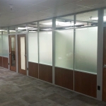 NxtWall solid base frosted film clear glass clerestory walls