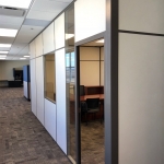 Office with glass window and sidelight brown aluminum wall framing