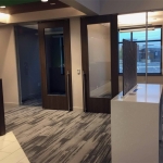 Wood frame glass door offices financial institution installation - Flex Series