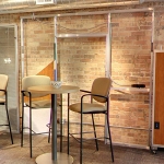Inbetween glass venetian blinds - skeleton wall - and 4-inch wall Nxtwall displays