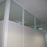 Conference room with clerestory and white aluminum extrusions and glazing bead