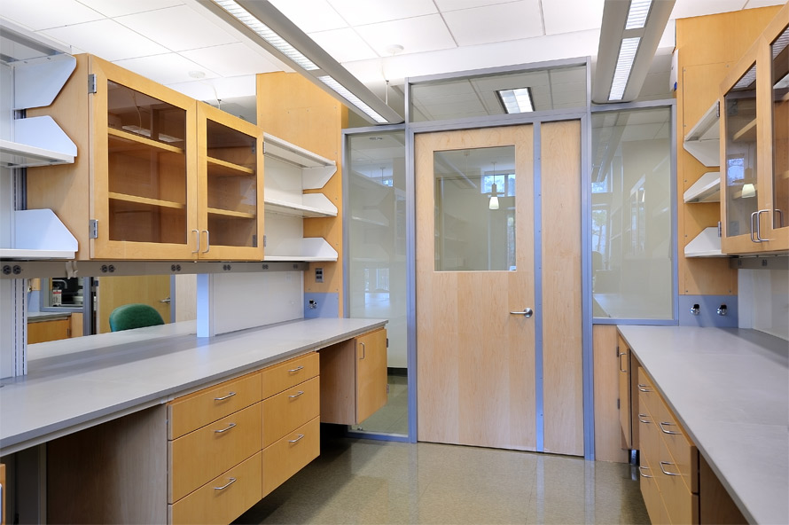 University laboratory with double swing door and extended door opening