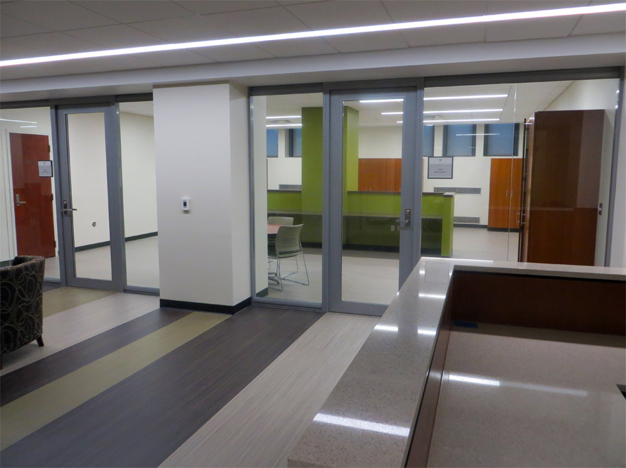 Centered glass office fronts with swing aluminum doors - MSU