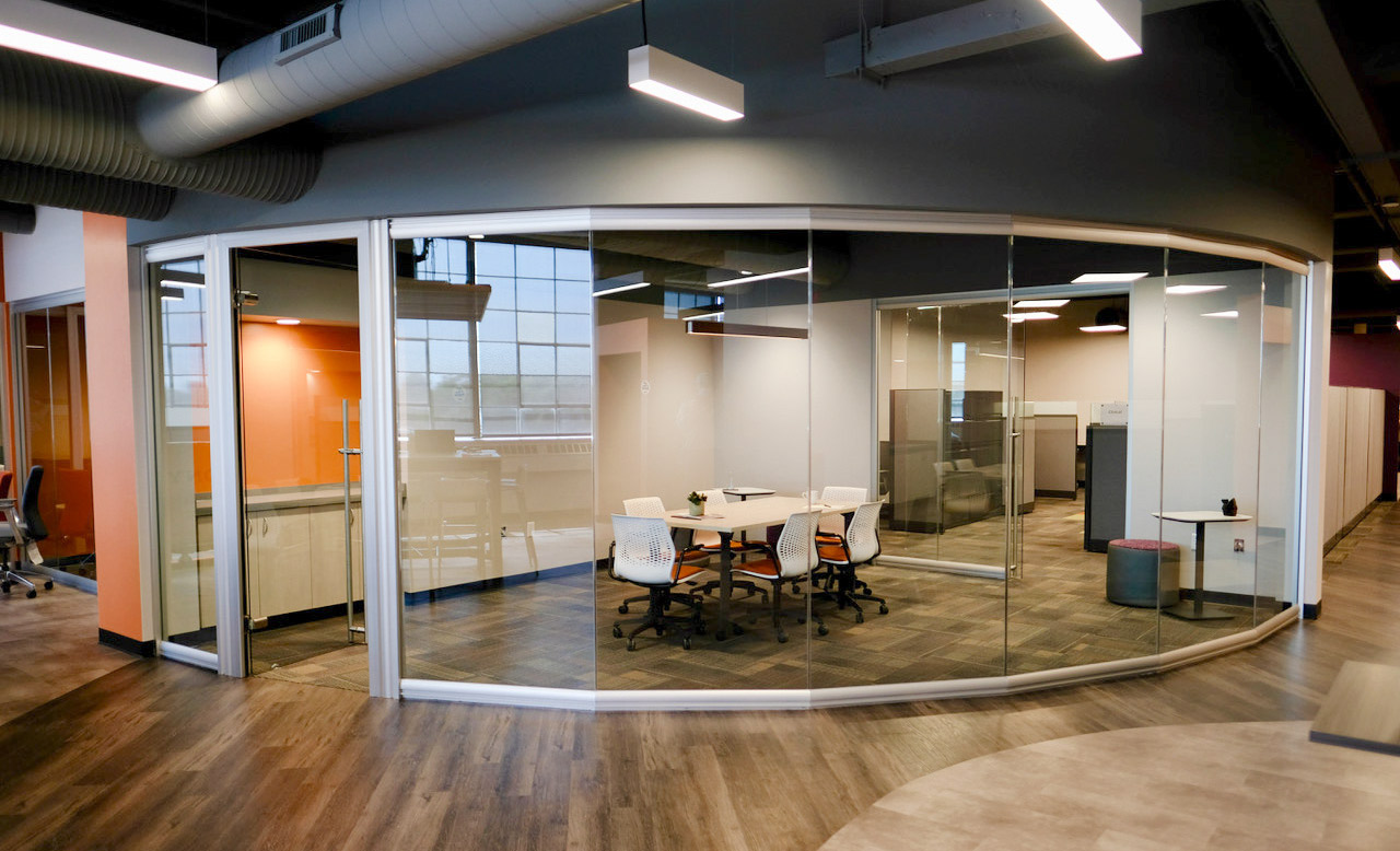 Curved Glass Wall Conference Room - View Series