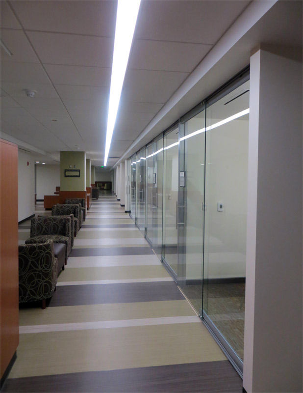 Glass wall offices - University application of View series centered glass walls