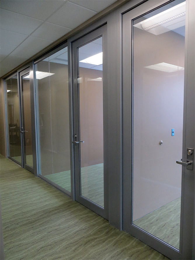 Administration offices glass fronts View series walls
