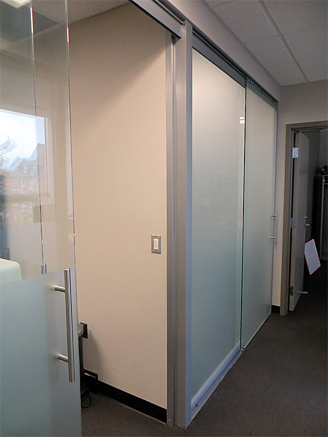Frosted glass sliding door offices
