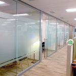Glass offices with applied frosted privacy glass film