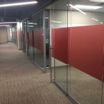 View glass offices wingback sidewalls red matte window film