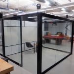 Freestanding glass offices with black framing - View Series