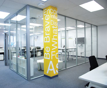 floor to ceiling glass office walls