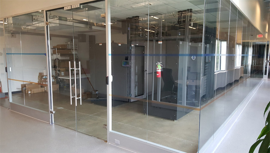 Double frameless glass doors with Magnetic Lock #1058