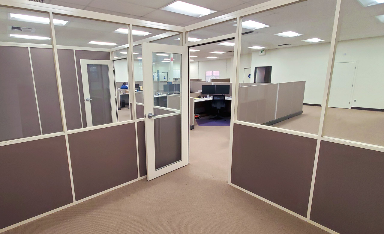 Flex Series Freestanding Glass and Fabric Paneled Offices #1590