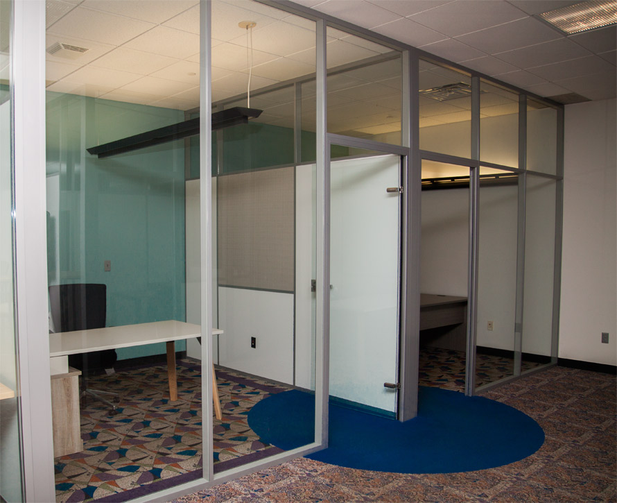Glass Offices with Powered Solid Sidewalls #1146