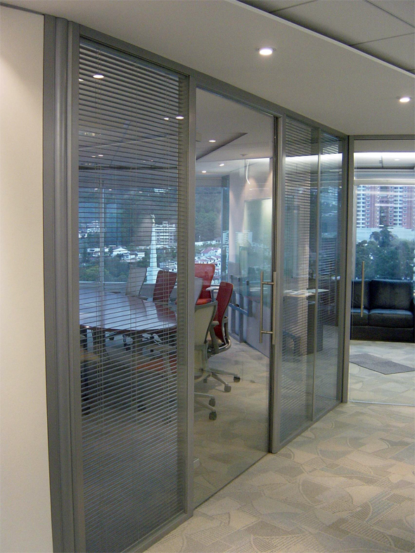 Conference Room with Swing Glass Door Venetian Blind Application #0185