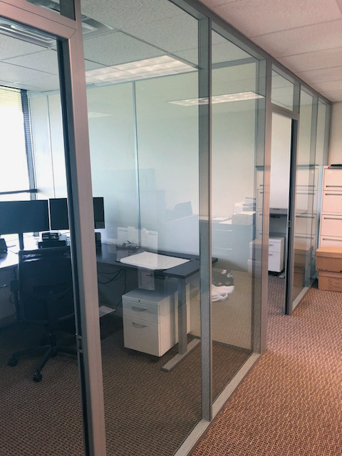 Flex series glass fronts with solid side wall offices #1500