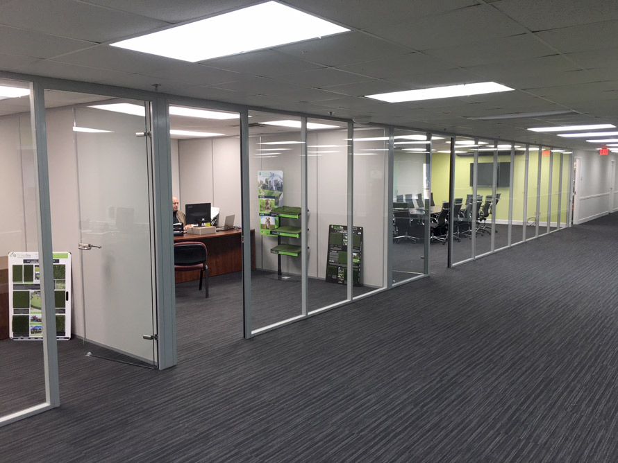 Floor-to-Ceiling Glass Office Walls with Powered Sidewalls - Flex Series #1063
