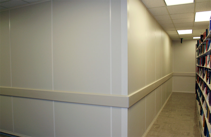 Higher Education Library Walls With Wall Bumper Railing #0221