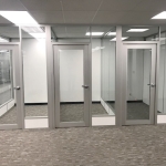 Anodized aluminum and glass offices with bottom power raceway #1686