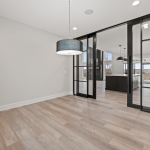 Black aluminum frame double sliding doors dining room glass walls #1694