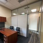 Flex Series demountable wall office with glass clerestory and locking sliding door #1833
