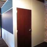 Flex series office with white trim and solid mahogany door #0428