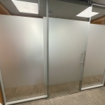 Flushmount Single Pane Glass Office with Privacy Film and Sliding Glass Door #1791