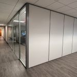 Glass Conference Room Wall Fronts with Solid Panel Side Walls - NxtWall Flex Series #1818
