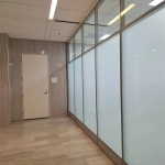 Modular Wall Panel - Glass Clerestory Top, Glass with Privacy Film Middle, with Solid Panel Power Channel Base #1807