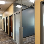 NxtWall Flex Series credit union office with sliding aluminum frame full-lite door #1832