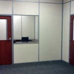 Solid Office Walls with Sliding Glass Teller Window #0215