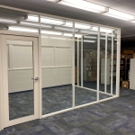 Warm white aluminum frame finish demountable glass wall office with aluminum frame full lite door #1797