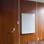 Solid wood panel walls with mounted whiteboard #0345