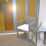 Sliding glass door with colored glazing film #0612