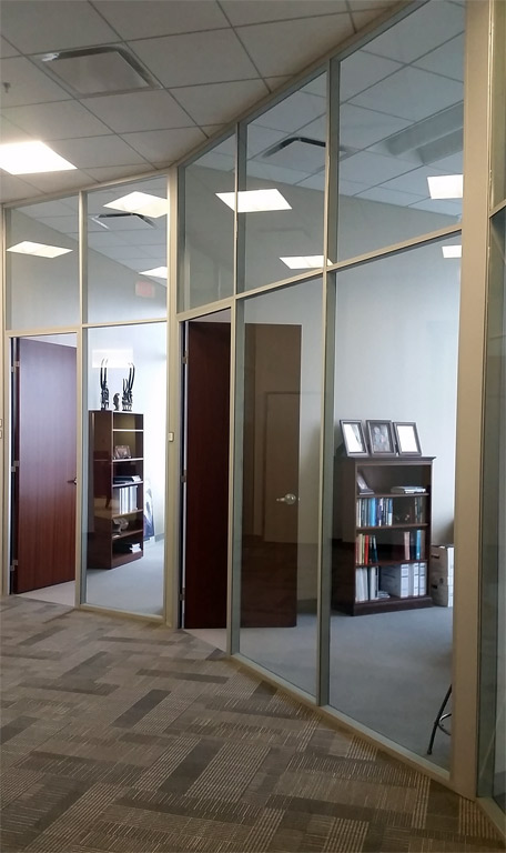 Glass office fronts in anodized finish #0622
